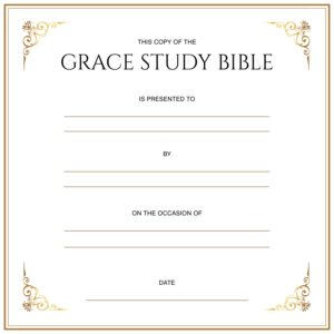 Bible Accessories: Grace Study Bible Presentation Label